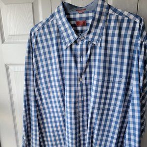 Izod Vintage Wash Blue & White Check Dress Shirt